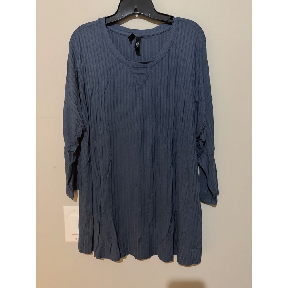 Torrid Sleep Blue Ribbed Long Sleeve Tunic Top Oversized Comfort Size 1 - Picture 1 of 4